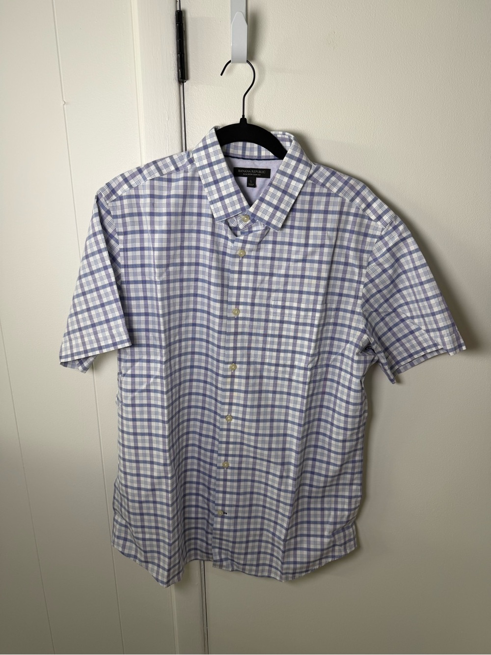 Banana Republic | Non‑Iron Slim Fit Shirt | Purple Plaid | Men’s L | GUC
